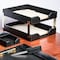 Dacasso Black Bonded Leather Double Letter Trays AG-1422 - alternate 2
